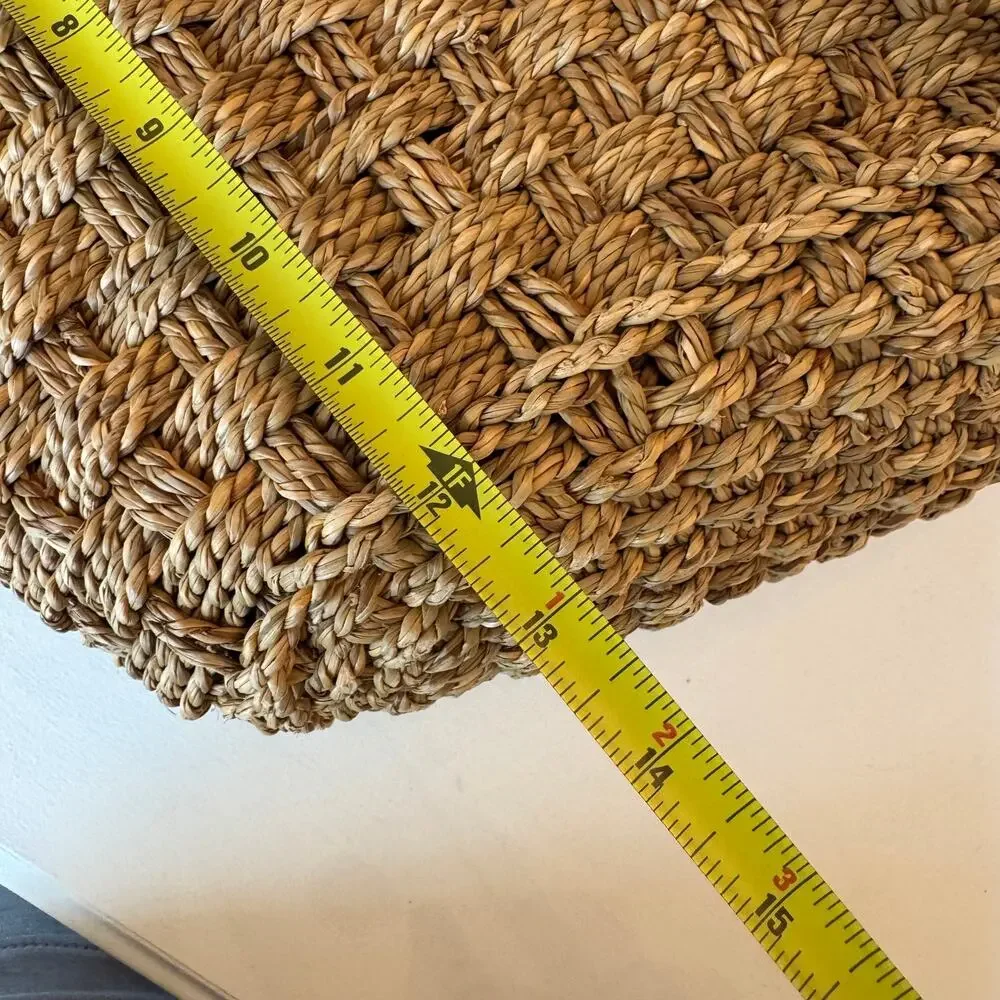 J. Crew Woven Sea Grass Tote Purse Beige Large Bag Beach Leather Handles Chic